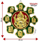 KridayKraft Ganesha Astavinayaka (8 Avatar of Lord Ganesh) Hanging in Gold Finish Ideal for Gift Purpose