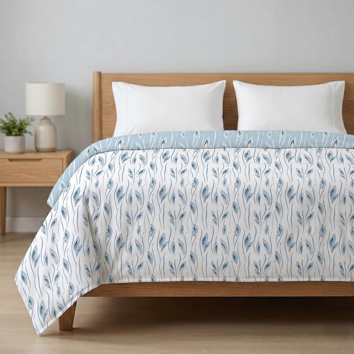 AYKA 100% Cotton Dohar Single Bed 56x85 Inch (143x216 cm) | 150 GSM Lightweight Cooling AC Blanket | Soft Breathable Modern Style Summer Comforter | Reversible Printed Quilt (Floral, Single) Kafalo