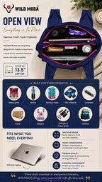 WILD MODA College And Office Everyday Tote Bag For Girls And Women (Blue)