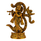 ARTVARKO Brass Lord Om Krishna Playing Flute Idol Murti Statue for Home Temple Decor Entrance Gallery Gift 8-inches