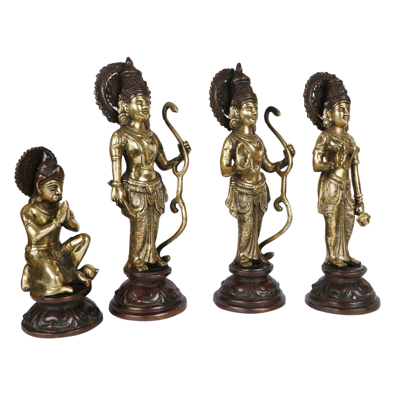 ARTVARKO Antique Brass Ram Darbar Statue Shree Ram Ji Sita Laxman Hanuman Home Décor Puja Bhagwan Idol Murti for Mandir Temple 12 Inches