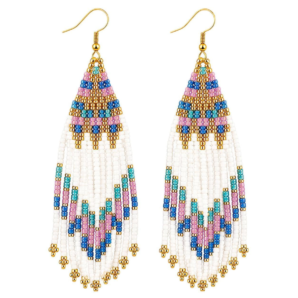 KRITAARTH Handmade Boho Seed Bead Earrings for Women | Multicolor Long Dangle Drop Earrings | Premium Handcrafted Beaded Statement Earrings | Ethnic, Western, Party Fashion Jewellery for Girls & Women