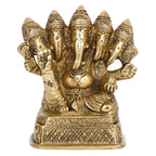 Svarup Brass Panchmukhi Ganesha Idol Ganesh murti 5 Five Face Lord Ganpati Murti for Home Entrance Decor Diwali Gift 4.5 Inch