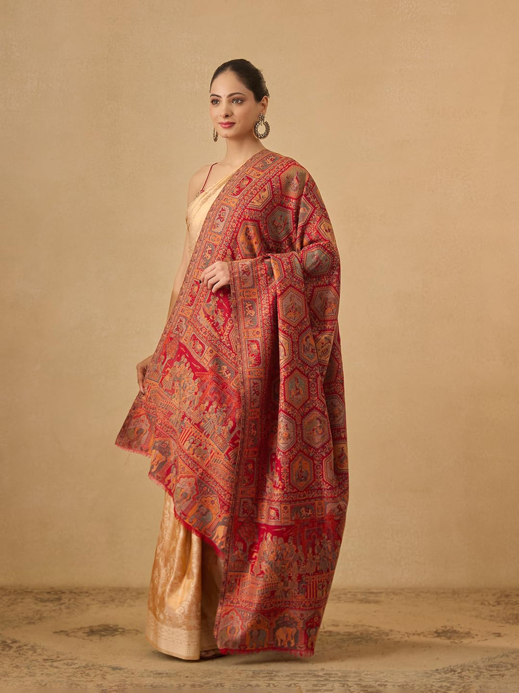 Pashmoda Women Darbari Kaani Wool Blend Kashmiri Shawl (Size: 40x80in, 101x203cm) RSS41