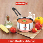 AADHIK Tea Pan Stainless Steel Copper Bottom Sauce Pan Milk Pan Tapeli Patila Induction Base 1.5 Litre Sauce Pot Milk Boiler with Handle (1500 ml)