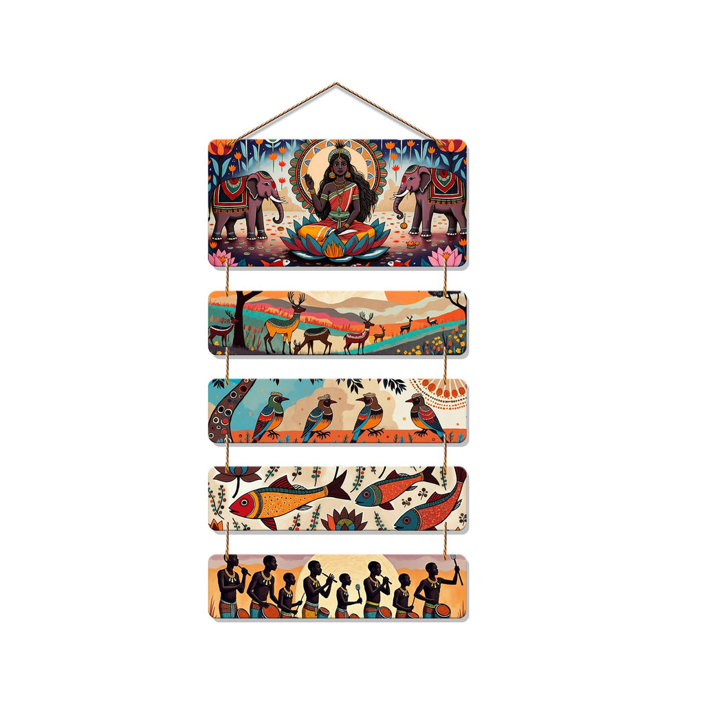 Artvibes Birds Fish & Deers Ethnic Tribal Village Folk Art Decorative Wall Hanging Ornaments | Garden Balcony| Stylish Modern Decor Item | Trendy Decor | Wall Illustrations | Gift Items (WH_6725N)