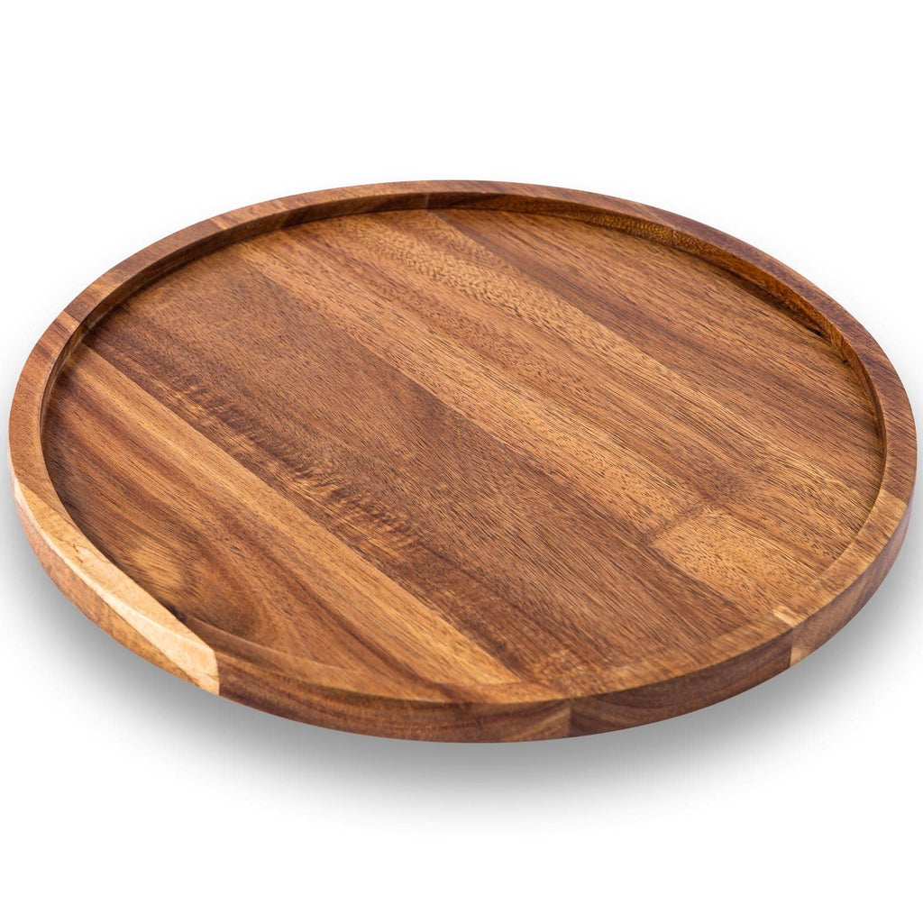 GENRICE 11.5 Inches Candle Holder Tray Home Decor, Round Wood Tray for Coffee Table, Small Wooden Serving Tray, Decorative Trays for Home Decor
