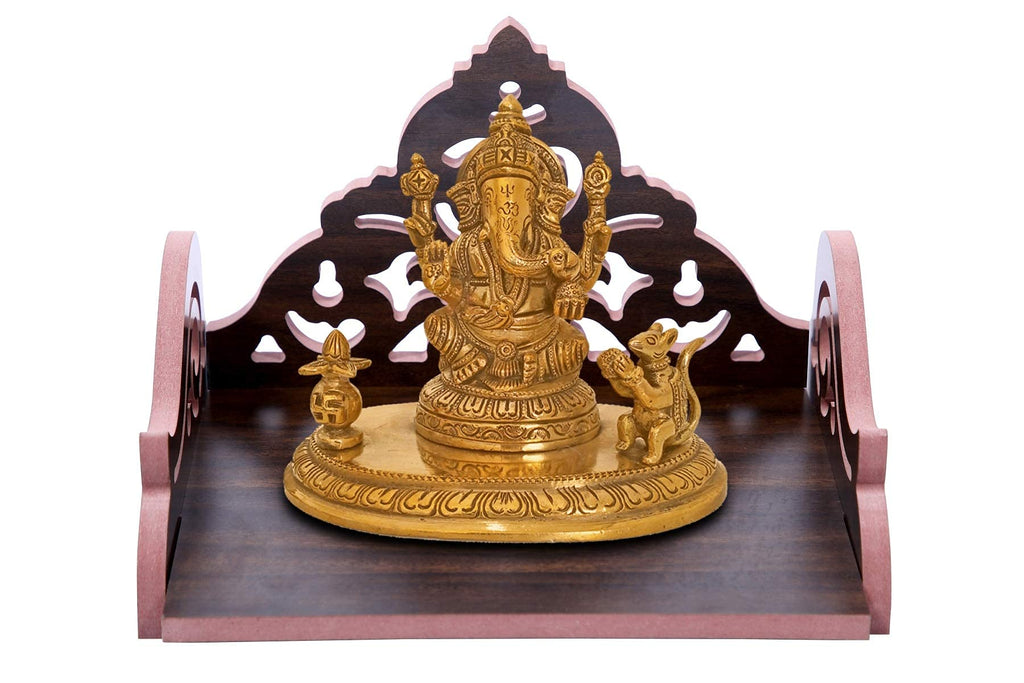 AIRIZ pranali Enterprise CRAFTSFY Wooden Small Temple Beautiful Plywood Mandir Pooja Room Home Decor Office Temple (Black om)
