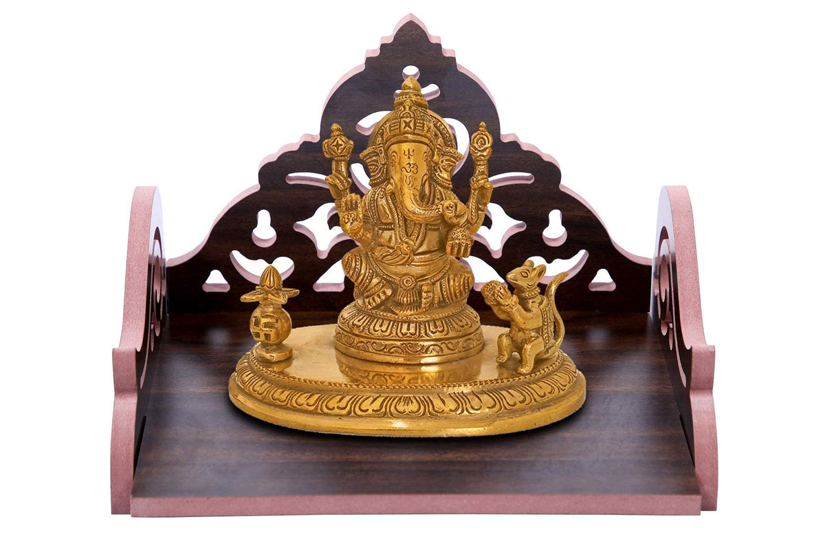 AIRIZ pranali Enterprise CRAFTSFY Wooden Small Temple Beautiful Plywood Mandir Pooja Room Home Decor Office Temple (Black om)