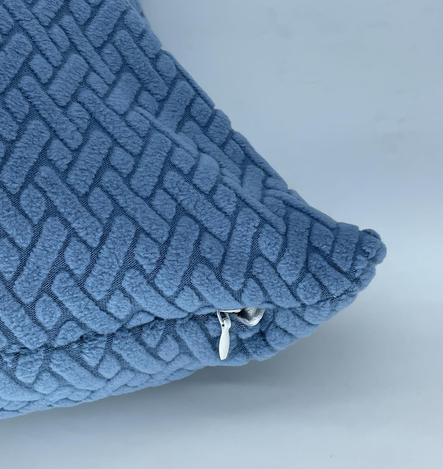 House of Quirk Polar Fleece Fabric Cushion Cover with Zipper Pack of 2 (Sky Blue, 45 x 45 cm)