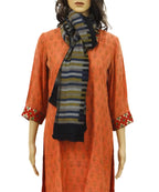 ONE ECHELON Cashmere Scarf Stole for Women Men | Large Wrap Shawl in Two-Toned Reversible Block Stripes (Black)