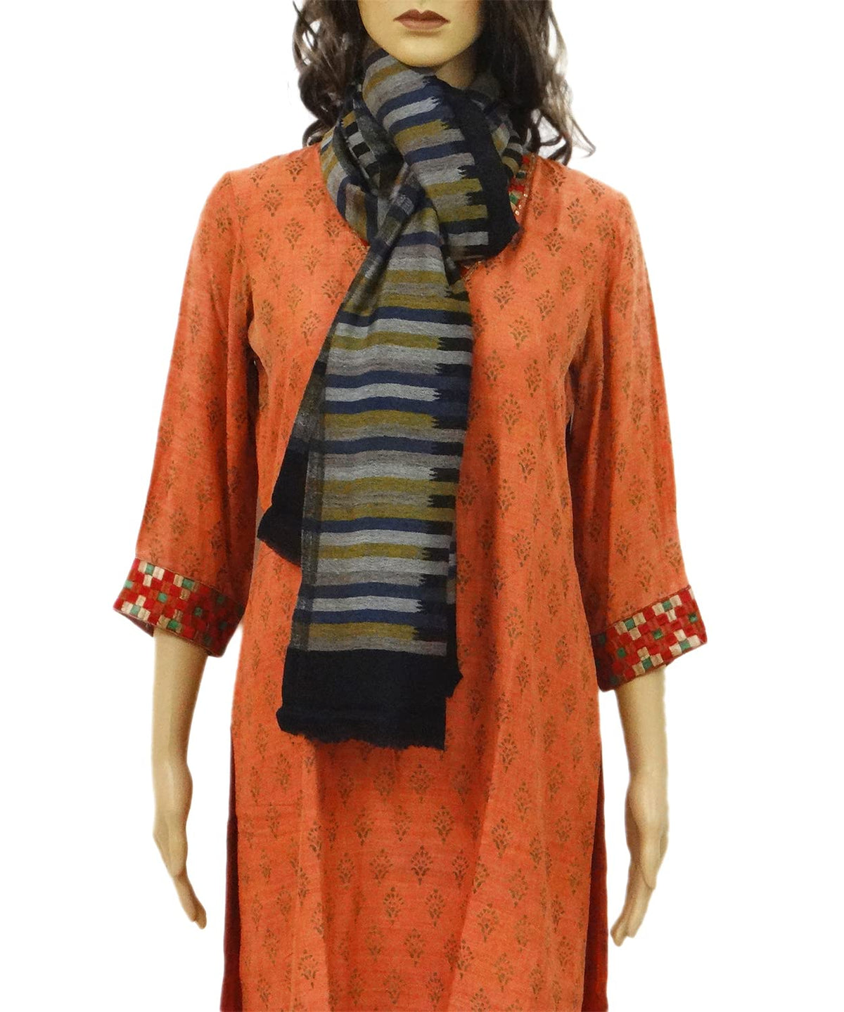 ONE ECHELON Cashmere Scarf Stole for Women Men | Large Wrap Shawl in Two-Toned Reversible Block Stripes (Black)