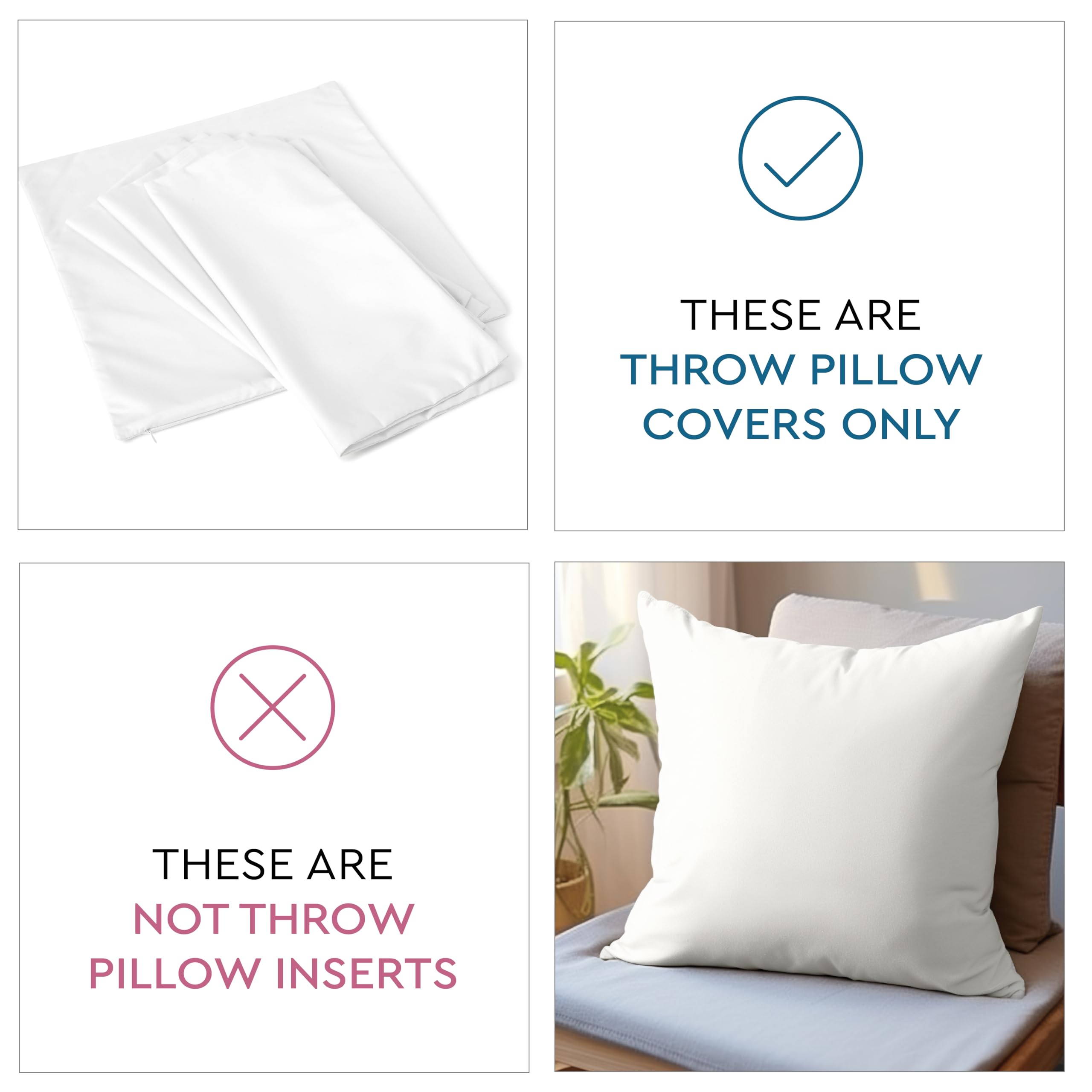Encasa XO Cushion Covers, No Inserts, Cotton Throw Pillow Cases
