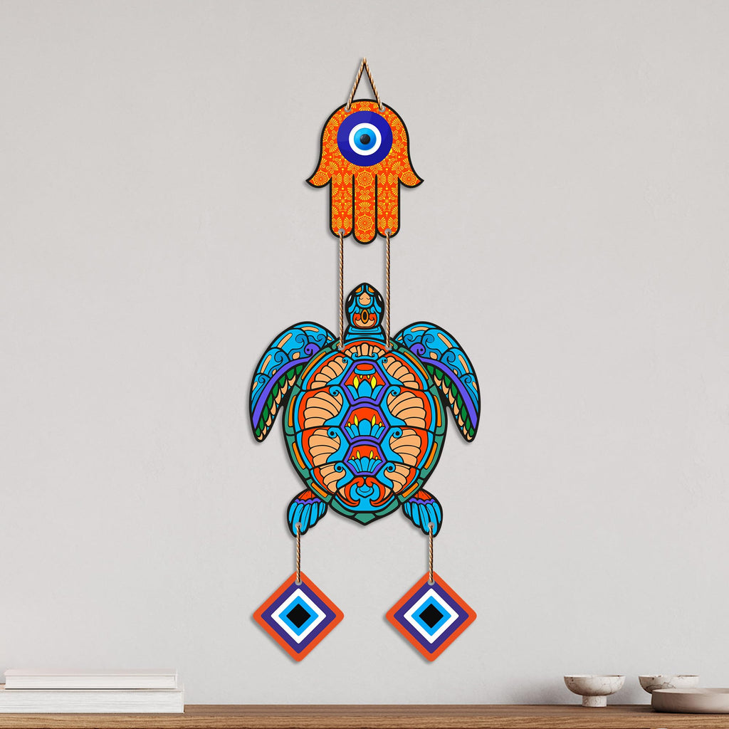Artvibes Turtle Evil Eye Hanging Decor for Main Door & Entrance | Lucky Vastu MDF Wall Art | Decorative Accent for Living Room | Office | Hallway & Bedroom | Housewarming Gift Item (WH_8542N)