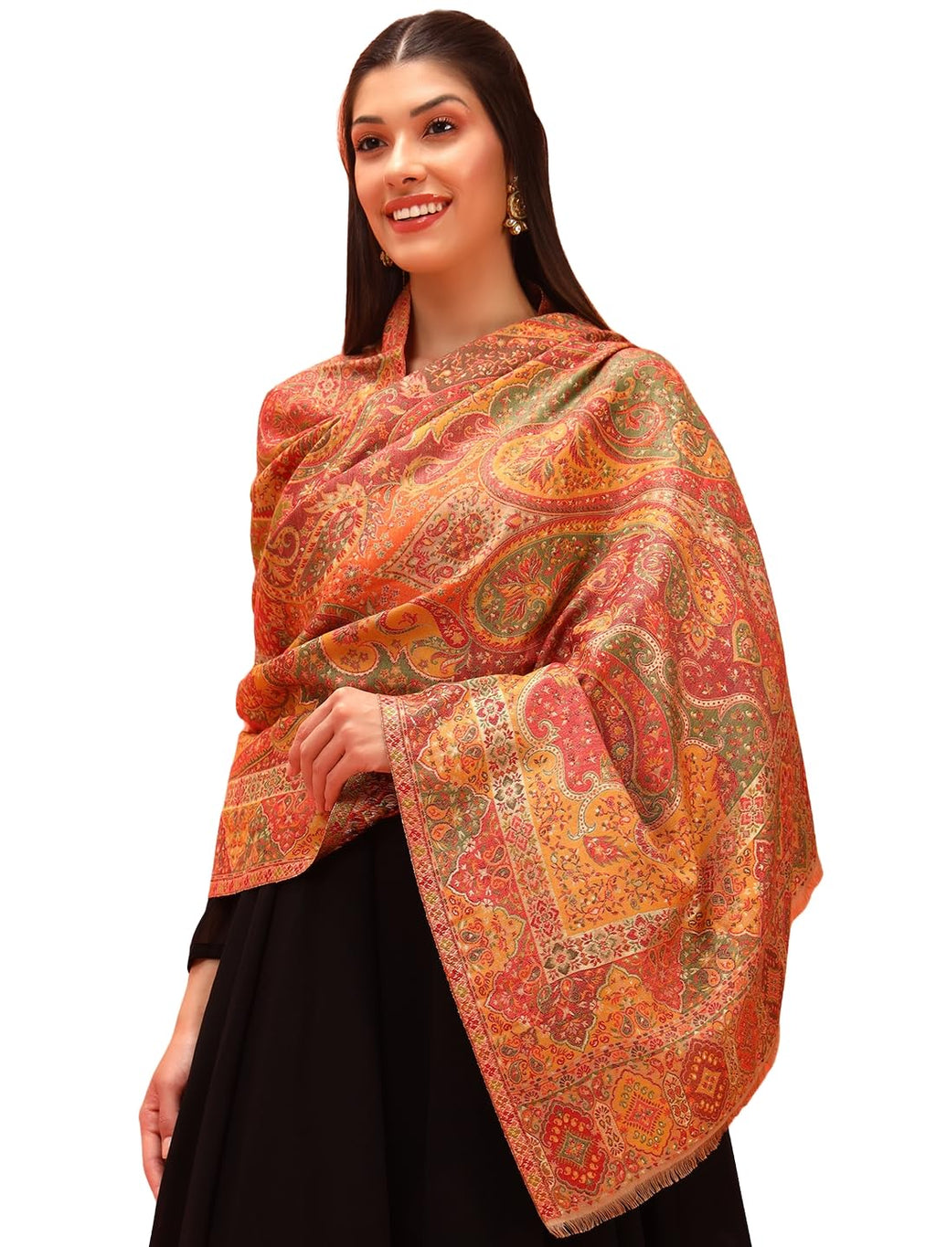 Pashmoda Women Zarveen Zari Kaani Fine Wool Shawl (Size: 40x80in, 101x203cm) ZSS07