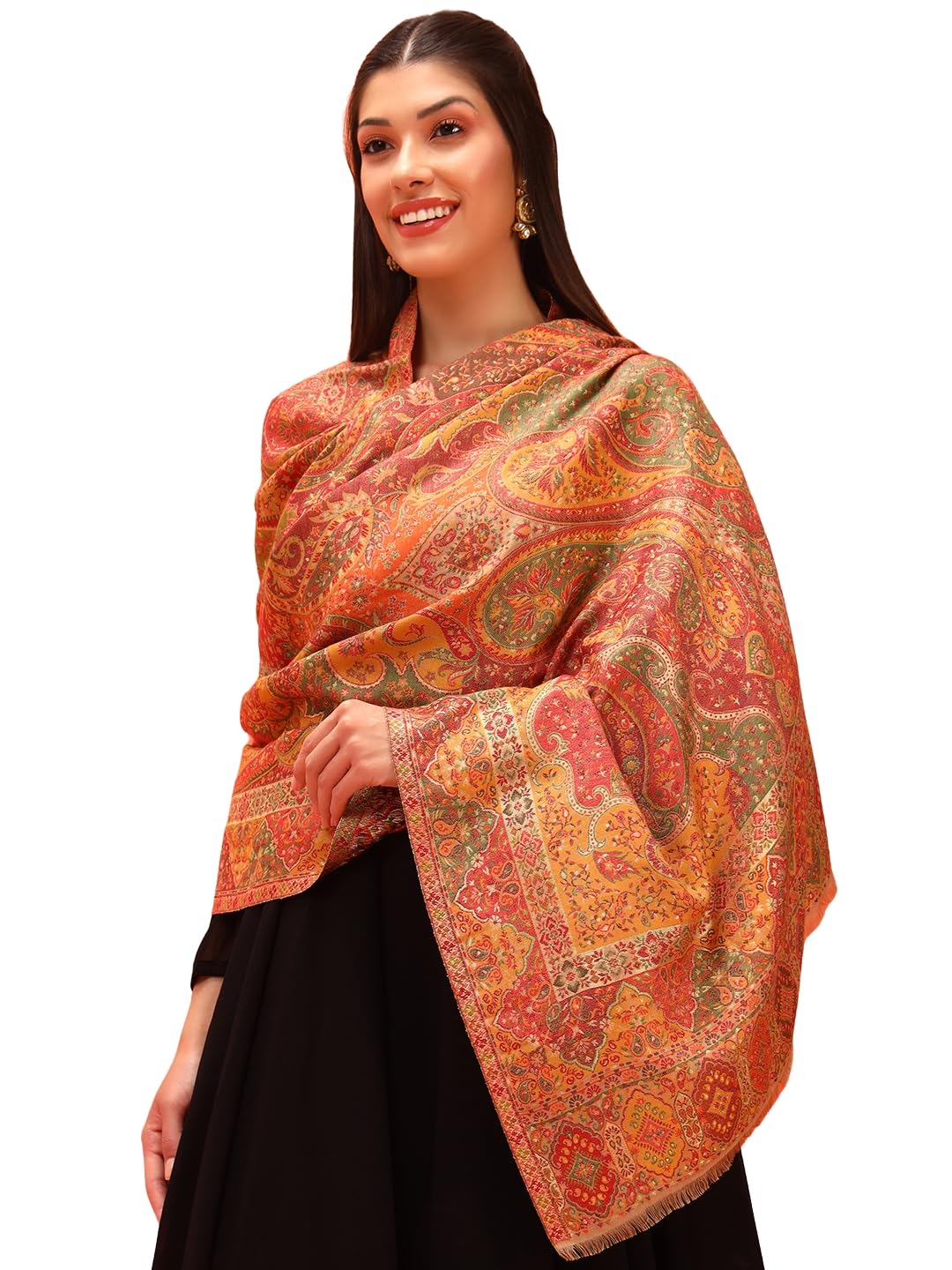 Pashmoda Women Zarveen Zari Kaani Fine Wool Shawl (Size: 40x80in, 101x203cm) ZSS07