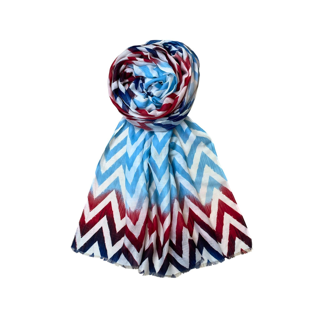 FAHABO Scarf for Women Stylish Printed Cotton Soft Stole | Hijab Scarf | Headscarf | Neck Scarf | Wraps (Blue, Red) Size: 73 L x 35 W