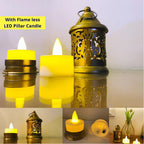 Craft Capital Hanging Metal Candle Tealight Holder Lantern Set, Gold
