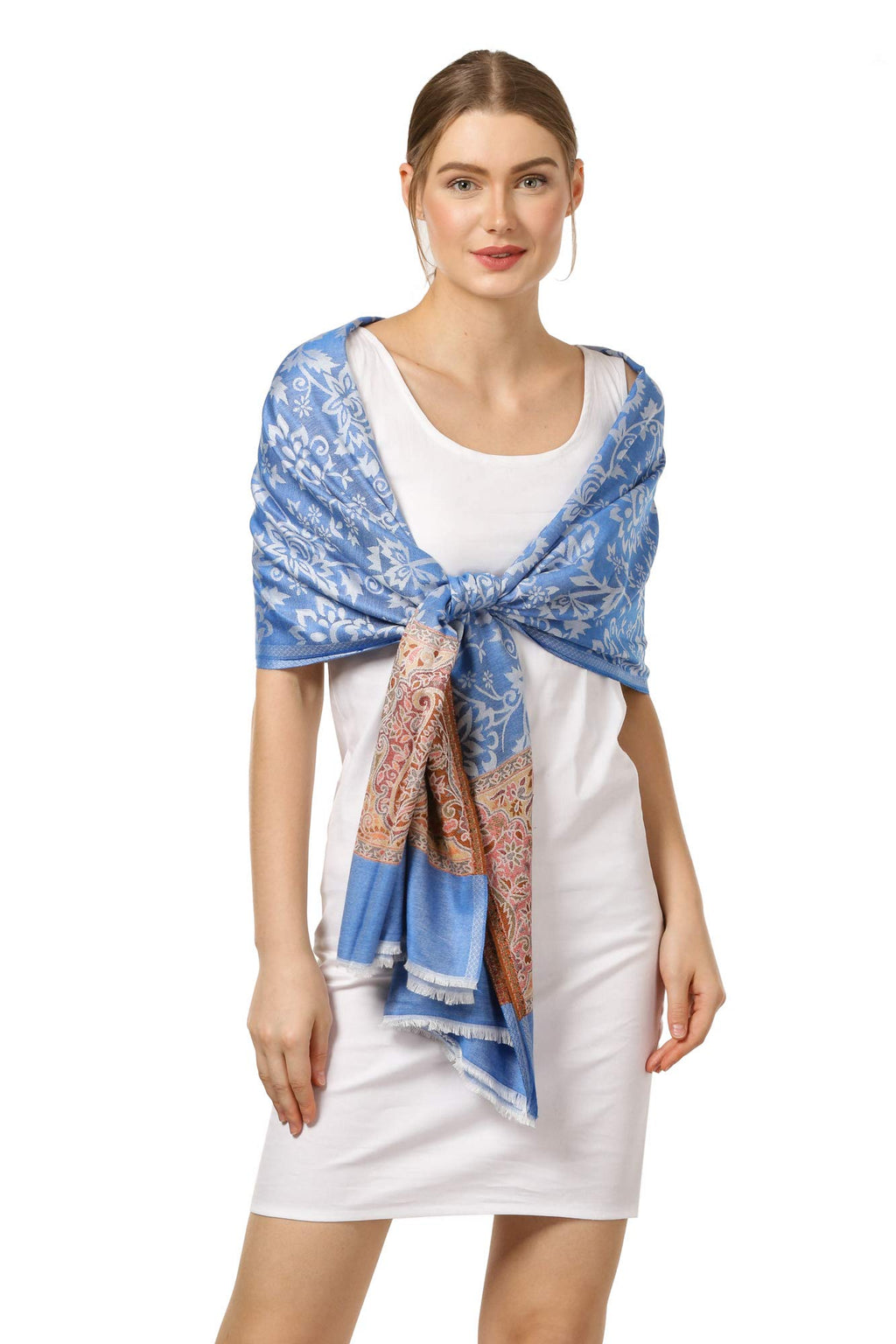 Pashtush Women's Soft Bamboo Scarf, Casual Shawls, Stoles, Wraps (size 70 x 200 cm) (Aqua) (Azure)