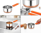 Stainless Steel 1500 ml Sauce Pan with Gas Stove Friendly Heavy Guage Copper Bottom Base Tea Pot, Tapeli, Patila & Milk Boiler with Heat-Resistant Bacelite Wire Handle