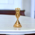 KridayKraft Aluminium Pooja Bell, Handmade Prayer Ghanti Jingle Hand Bell for Home Temple Worship, Nandi Bell for Puja, Religious & Spiritual Items (Gold)