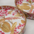 Dreams n Decor Pink Blossom Round Wooden Tray Set of 2 | MDF Serving Tray with Bird & Floral Enamel Print | Decorative Tray for Home, Coffee Table & Gifting | 7 & 9 Inch