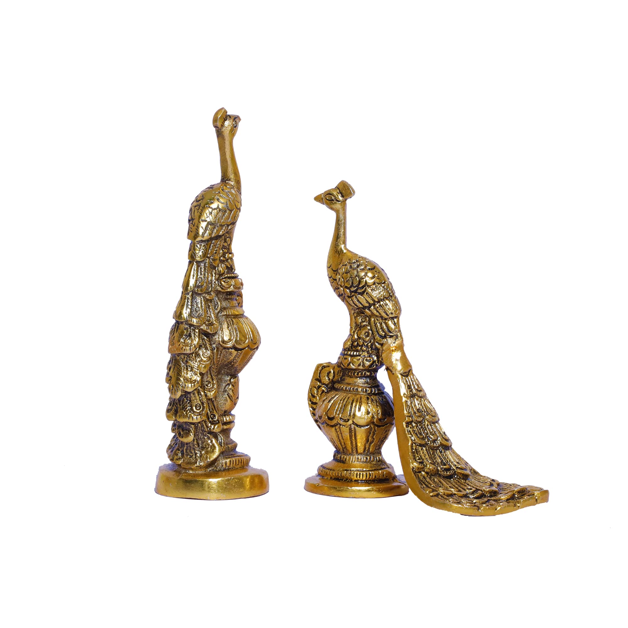 Kridaykraft Peacock Metal Statue,Lovers Peacock Couple Pair Showpiece Statue For Home,Office Decor, Romantic Gift To Boyfriend,Girlfriend,Animal Figurines - 2.76X6.69 Inch, Gold