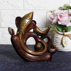 Svarup Modern Art Designer Ganesha Om Ganesh Brass Idol Murti Religious Statue for Good Luck & Success Gift 8 Inch.