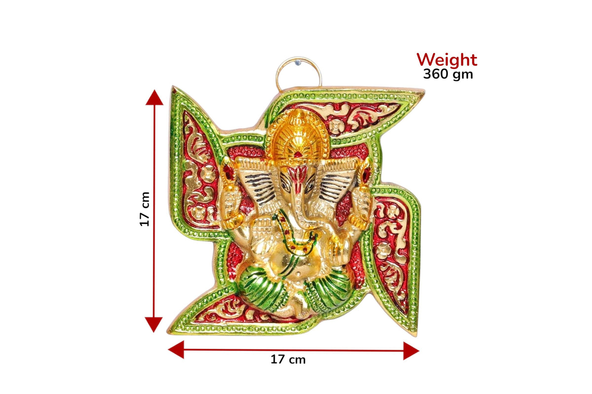KridayKraft Ganesha Metal Statue,Ganpati Wall Hanging Sculpture,Metal Swastik Ganesha Murti Lucky for Home & Office,Religious Showpiec Gift idol on Diwali,Birthday,Wall Decorative Feng Shui Article...
