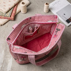 LOOMARTE Quilted Cotton Printed Tote Bag for Women & Girls - Pink