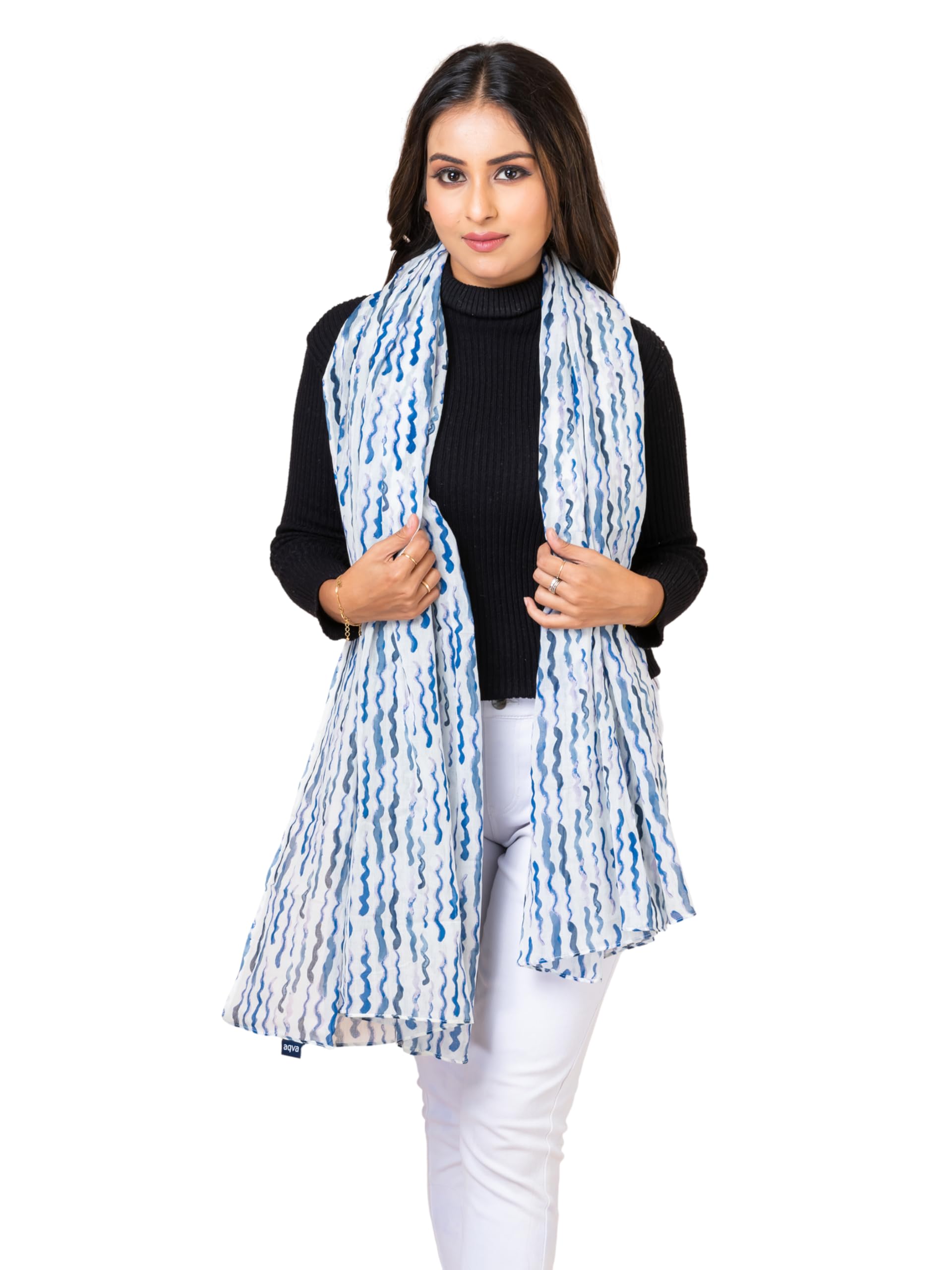 AQVA Printed Cotton Scarf for Women Stylish (Vegator) | Head and Face Cover Scarf for Girls with 100% Cotton | Soft & Lightweight Scarves/Stoles for all Weather (72 x 43 in)