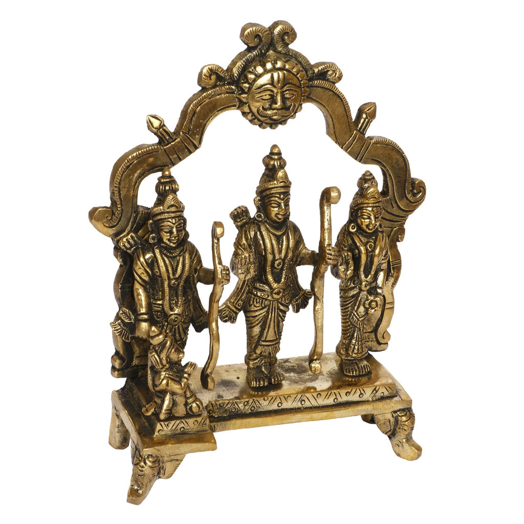 ARTVARKO Brass Ram Darbar Statue Shree Ram Ji Sita Laxman Hanuman Home Décor Puja Bhagwan Idol Murti for Mandir Temple 6.75 Inches