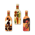Artvibes African Warli Art Decor Bottle shaped Wooden Wall Hanging | Living Room | Handcrafted Art | Wall Poster | Aesthetic Wooden Decor | Art Print | Unique Gift Items (WH_9519N), Set of 3