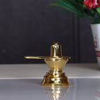 KridayKraft Baahubali Design Size (2.5) Metal Shiva Lingam Shiv Ling Idol Murti for Pooja Purpose (Gold)