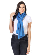MUFFLY Fine Blended Ultra Soft & Warm Wool Silk Unisex Pashmina Shawl, Stole & Wrap with Hanger (Navy blue)