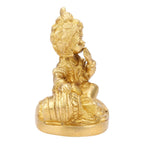 SVARUP Brass Bal Gopal Makhan Chor Idol in Gold Color Height 3.25 Inch