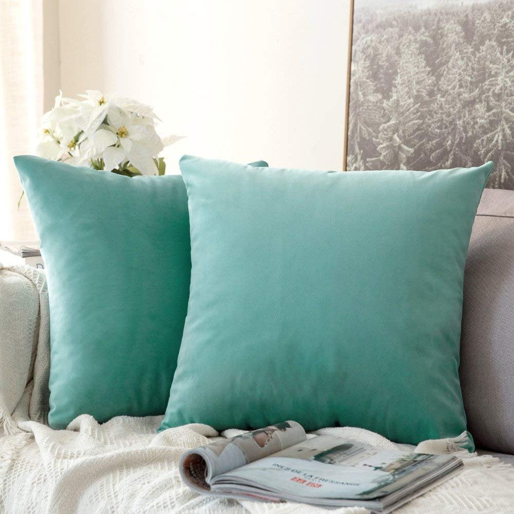 Khooti Velvet Cushion Cover, 16x16 | Teal Green | Pack of 3 | Solid Plain Soft & Smooth, Decorative Cushion Covers for Living Room, Bedroom, Couches, Chairs, Sofas, Beds & Home Decor