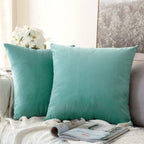 Khooti Velvet Cushion Cover, 26x26 | Teal Green | Pack of 2 | Solid Plain Soft & Smooth, Decorative Cushion Covers for Living Room, Bedroom, Couches, Chairs, Sofas, Beds & Home Decor
