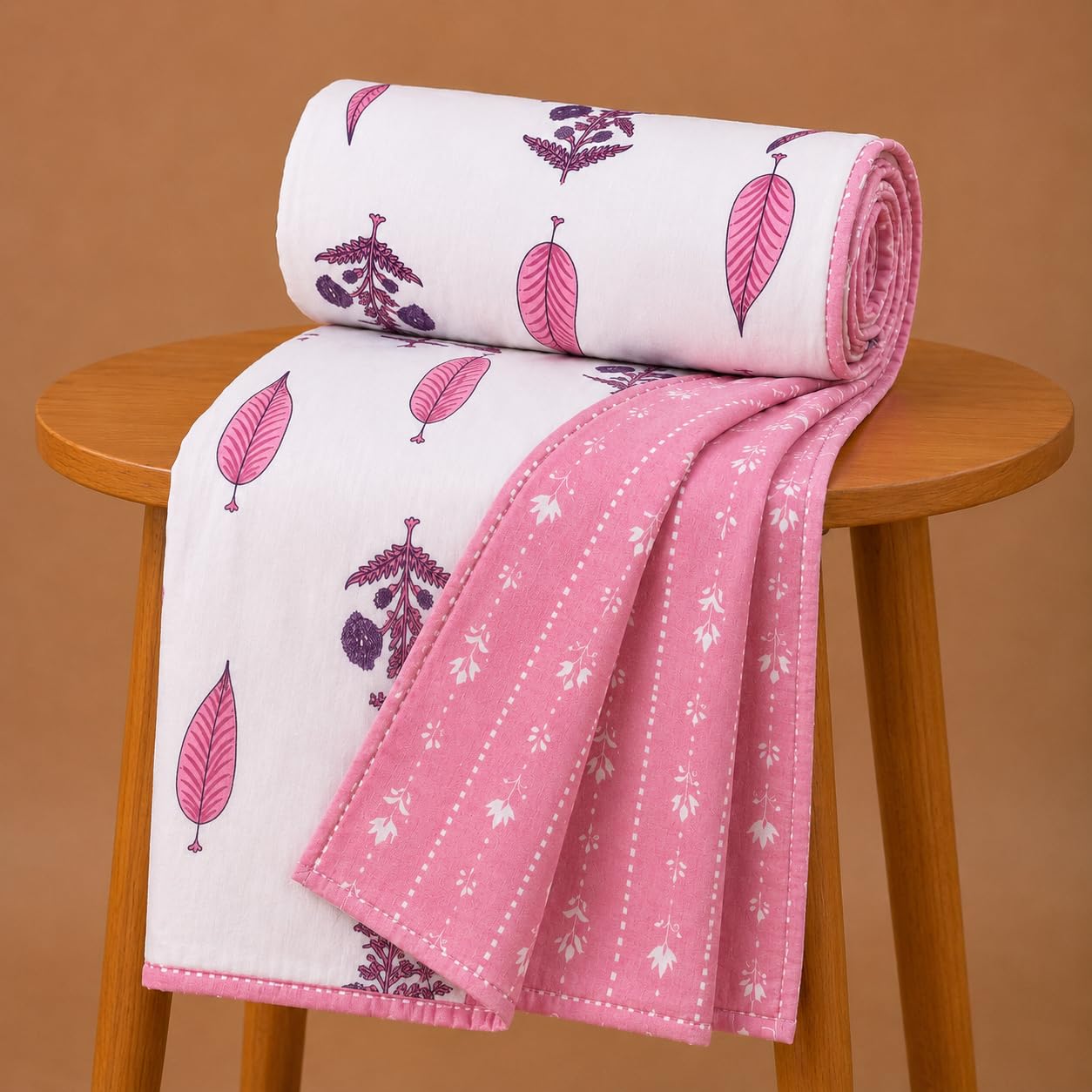 A Brand New - Umi Soft Cotton Dohar AC Blanket Double Bed Size 84x96 Inch | 160 TC Three Layer Lightweight Quilt | Reversible Summer Comforter Set Kafalo