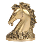 ARTVARKO Brass Victory Horse Head on Coin Feng Shui Animal for Career Success Growth Decor Gift Showpiece (15x8x18 cm)