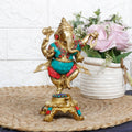 Svarup Brass Dancing Ganesha Idol Ganesha Statue Ganpati Murti for Home Entrance Decor Height 8 Inch