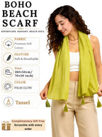 KE KANHA EXPORTS Cotton Scarf|Scarf for Women|Cotton Stole|Soft Beach Wrap|Tassel Design|Easily fits 180 * 50cm