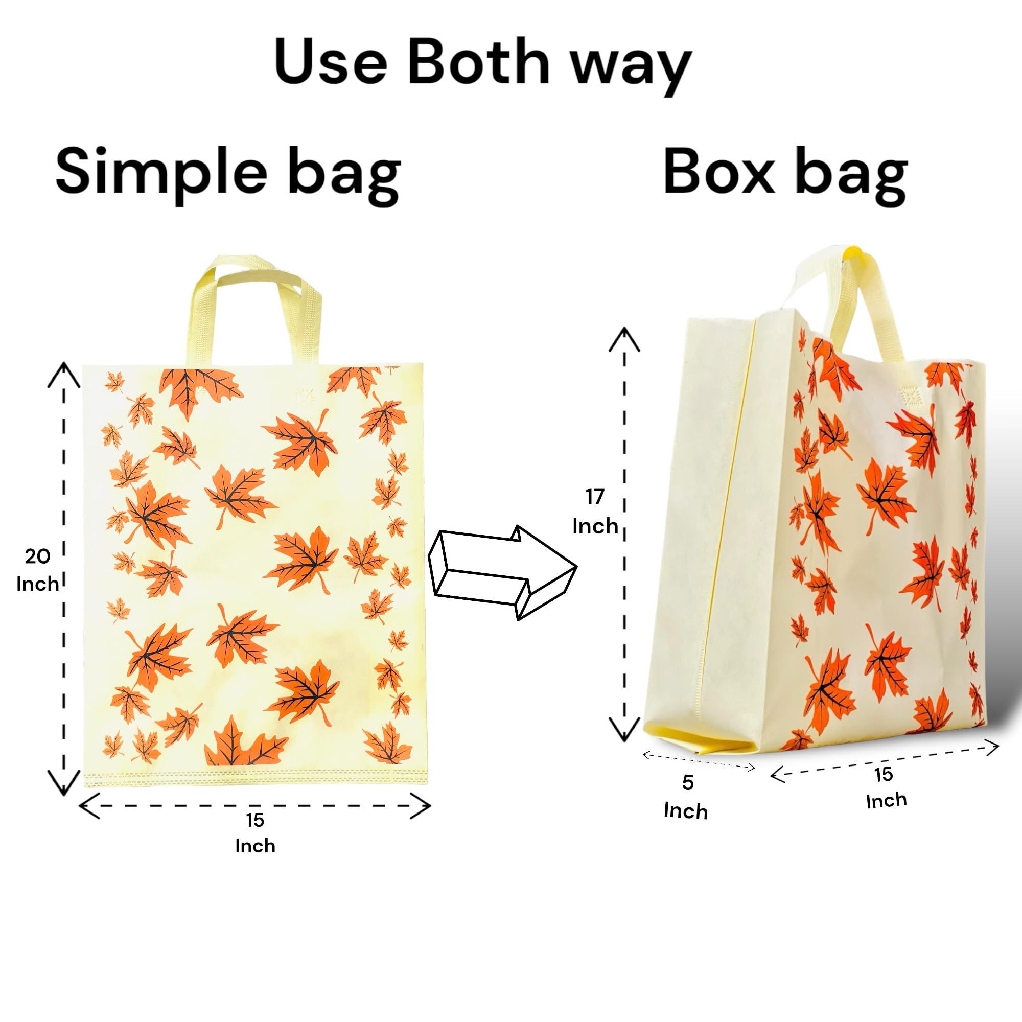 CARRY CLOUD Unstitched Cotton Reusable Grocery Shopping Bag With Handle|Goodies Bag Promotional Bag for Birthday|Gift Bag| Wedding Bags 15 * 20 * 5Inch (Pack of - 5)