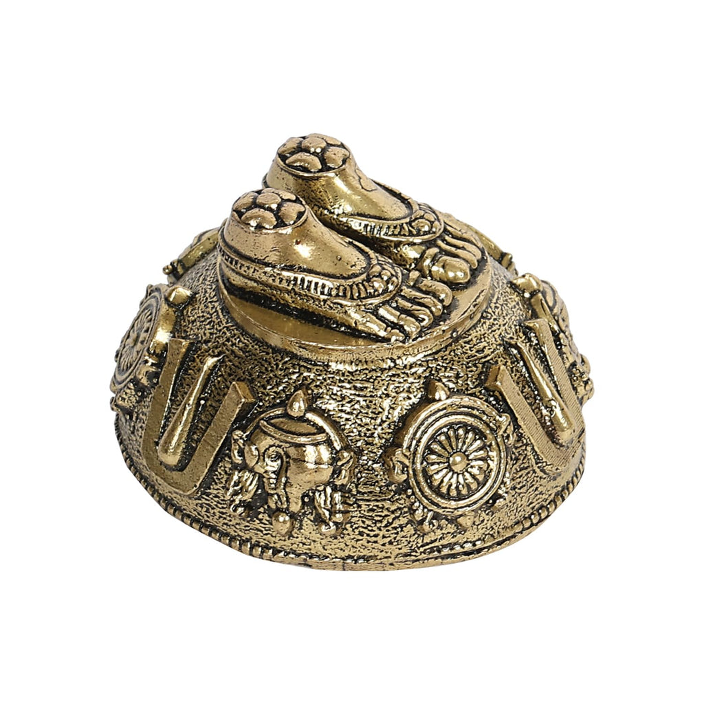 ARTVARKO Brass Lord Balaji Charan Venkateswara Feet Vishnu with Shanku & Chakra Namam Divine Blessings from Tirupati 2 Inch