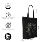 MASQ By Q-One Canvas Unicorn Embroidered Utility Tote Bags For Women With Zip, College Bag For Girls, 100% Organic Cotton Tote Bag For Traveling & Daily Use