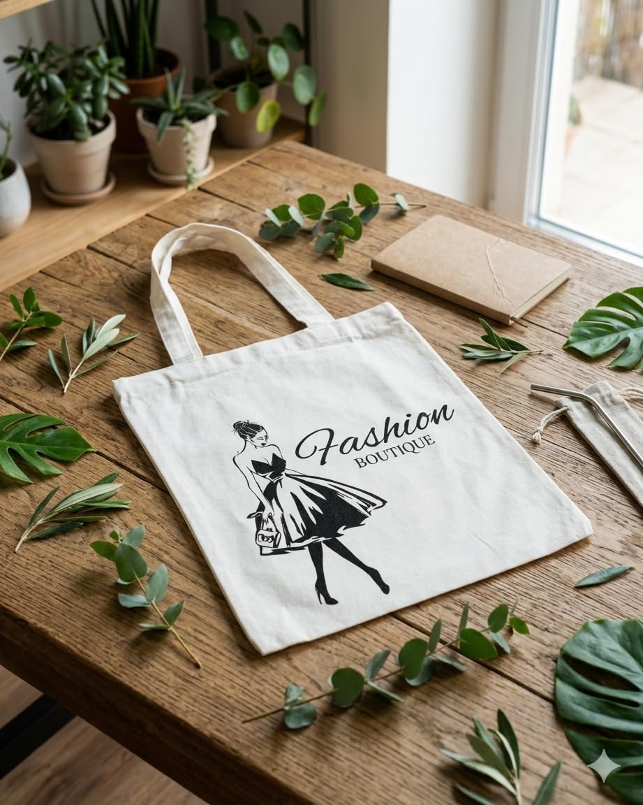 MADHAV ENTERPRISES Women’s Tote Bag – Reusable Cotton Shopping Bag, Stylish Printed Shoulder Tote for Shopping, Work, Travel, and Daily Use (Fashion Boutique)