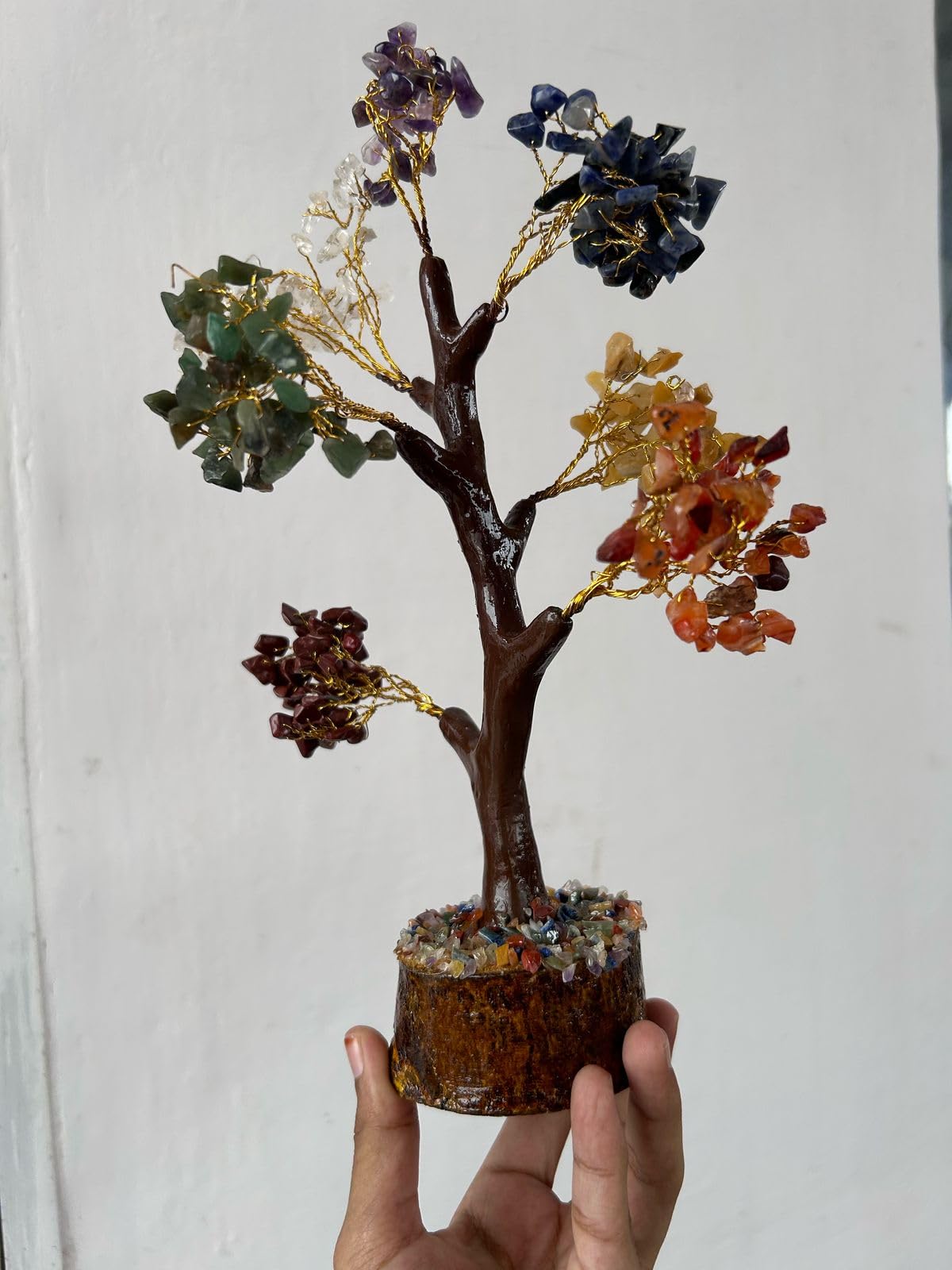 TEJ GIFTS Seven Chakra 150 Beads Healing Crystal Tree A Stunning Gemstone Showpiece for Home & Office Decor, Enhancing Good Luck, Elevating Your Space with Feng Shui Bonsai Beauty