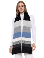 513 Women's Acrylic Woolen Color Block Casual Warm Winter Wear Muffler Scarf Stole
