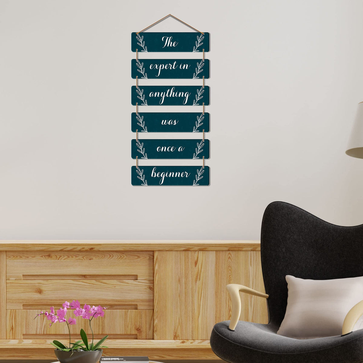 Artvibes Decorative Wall Hanging Wooden Art Decoration item for Living Room | Bedroom | Home Decor | Gifts | Quotes Decor Item | Wall Art For Hall | Mdf Wall Decoration, Set of 6 (WH_3244NR)