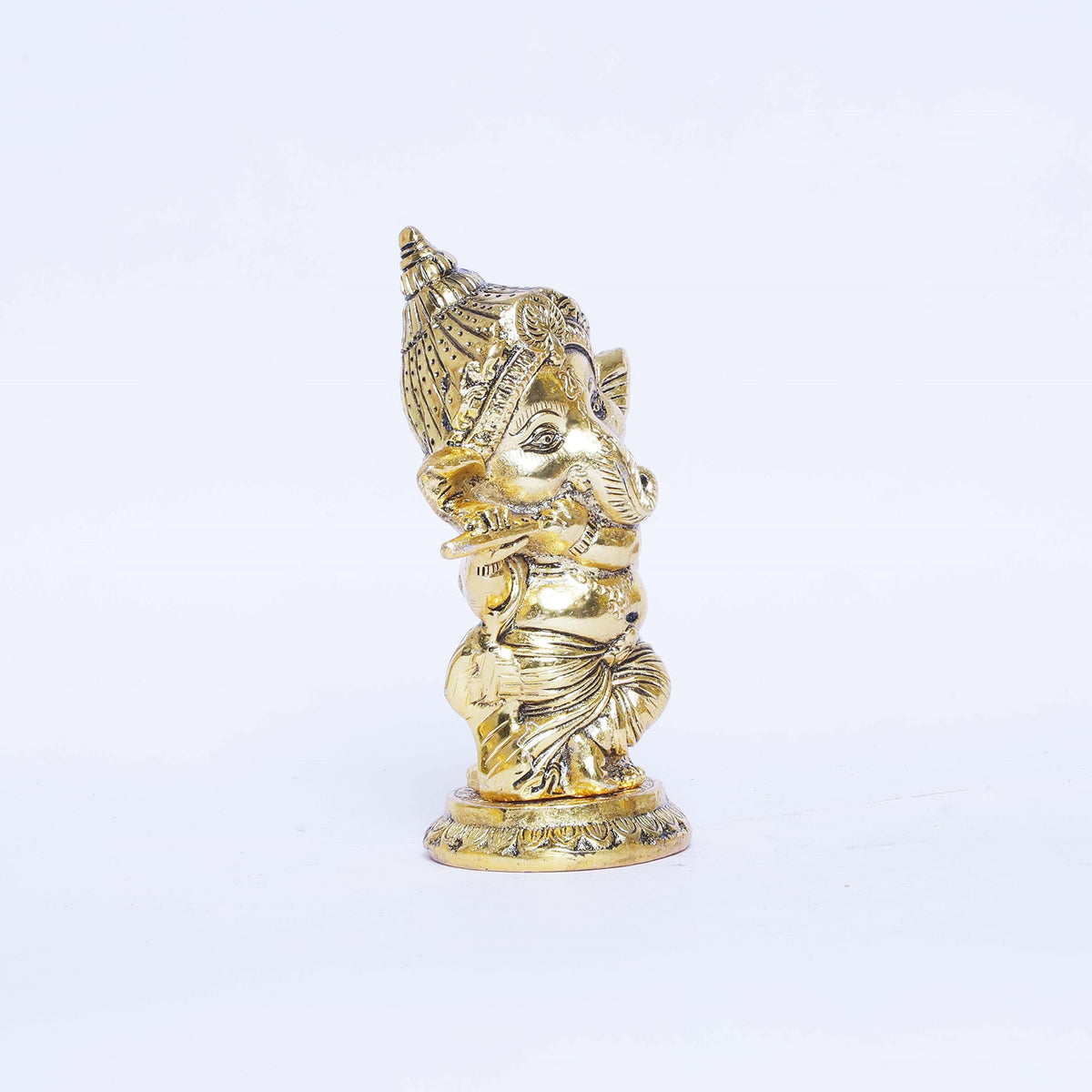 Metal Ganesha Playing Flute Murti,Ganpati Metal Statue,Home Decor,Office Decor,Showcase Decor,Ganesha Metal Satue Idol Gift for Diwali Gift,Birthday Gift,Return Gift,Corporate Gift...Brass Color